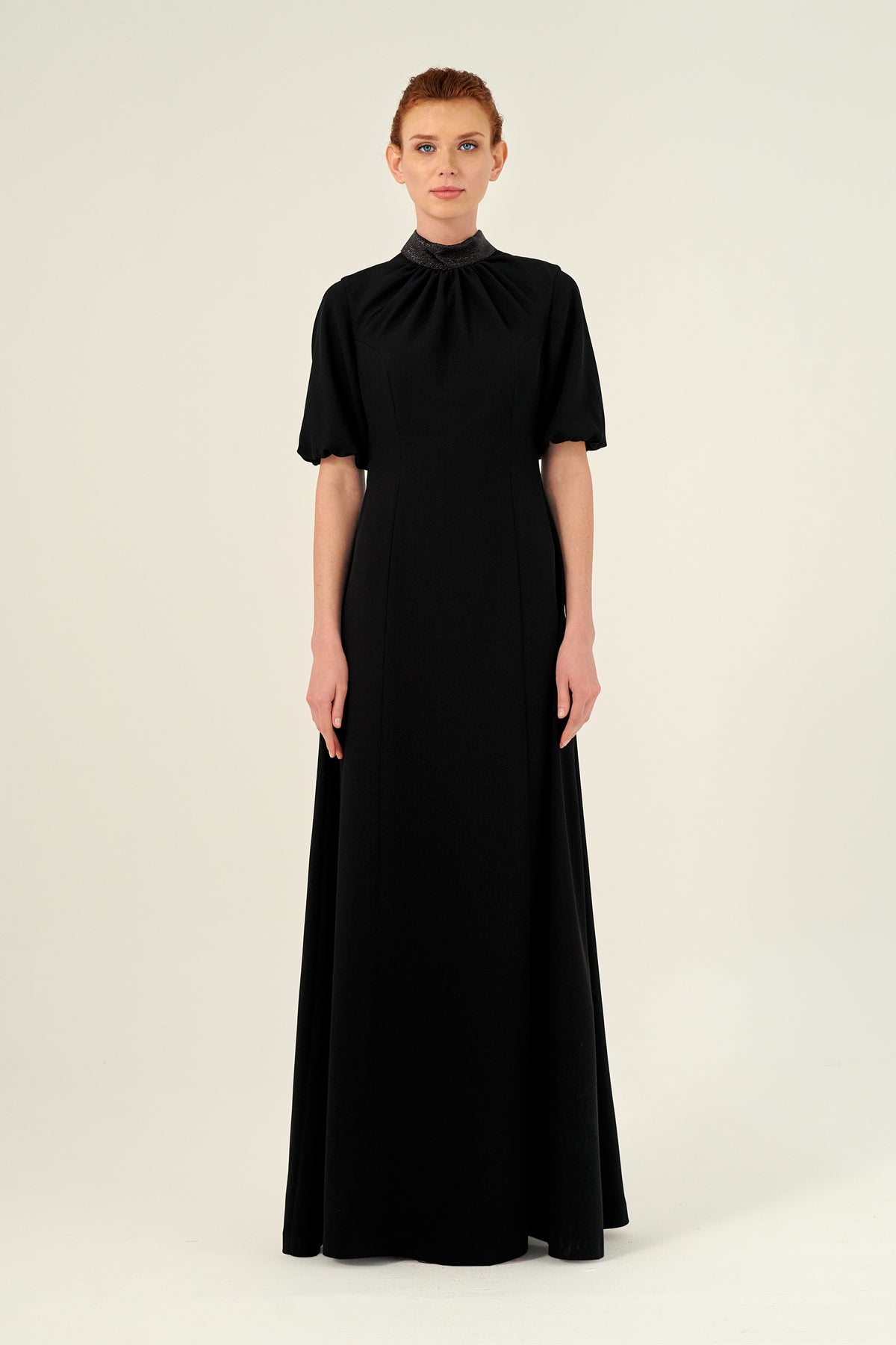 Turtleneck Short Sleeve Maxi Gown