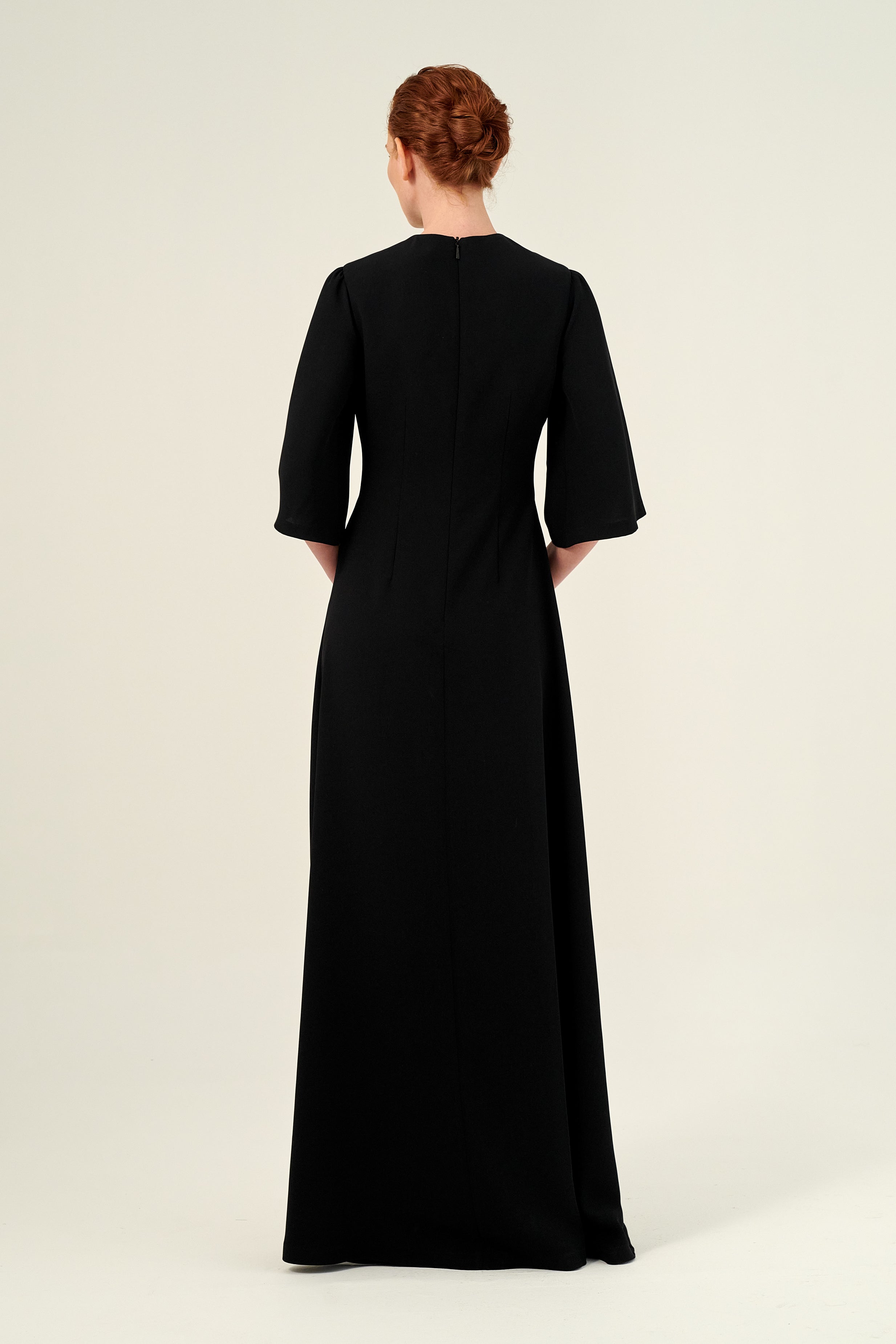 Bell Sleeve Fit and Flare Crewneck Long Dress John Paul Ataker Bell Sleeve Fit and Flare Crewneck Long Dress John Paul Ataker