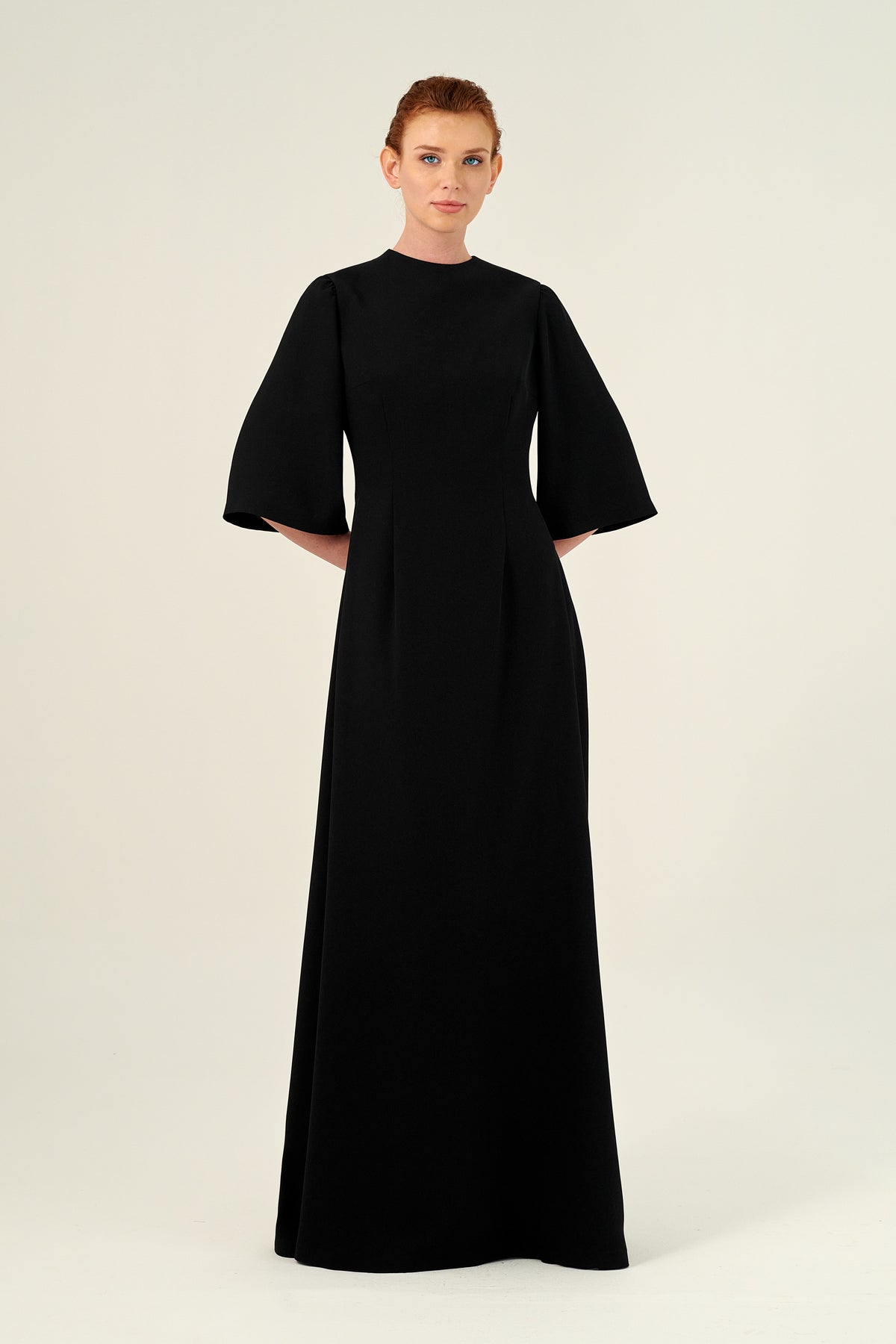 Bell Sleeve Fit and Flare Crewneck Long Dress John Paul Ataker Bell Sleeve Fit and Flare Crewneck Long Dress John Paul Ataker