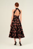 Floral Print Jacquard Midi A-Lined Dress