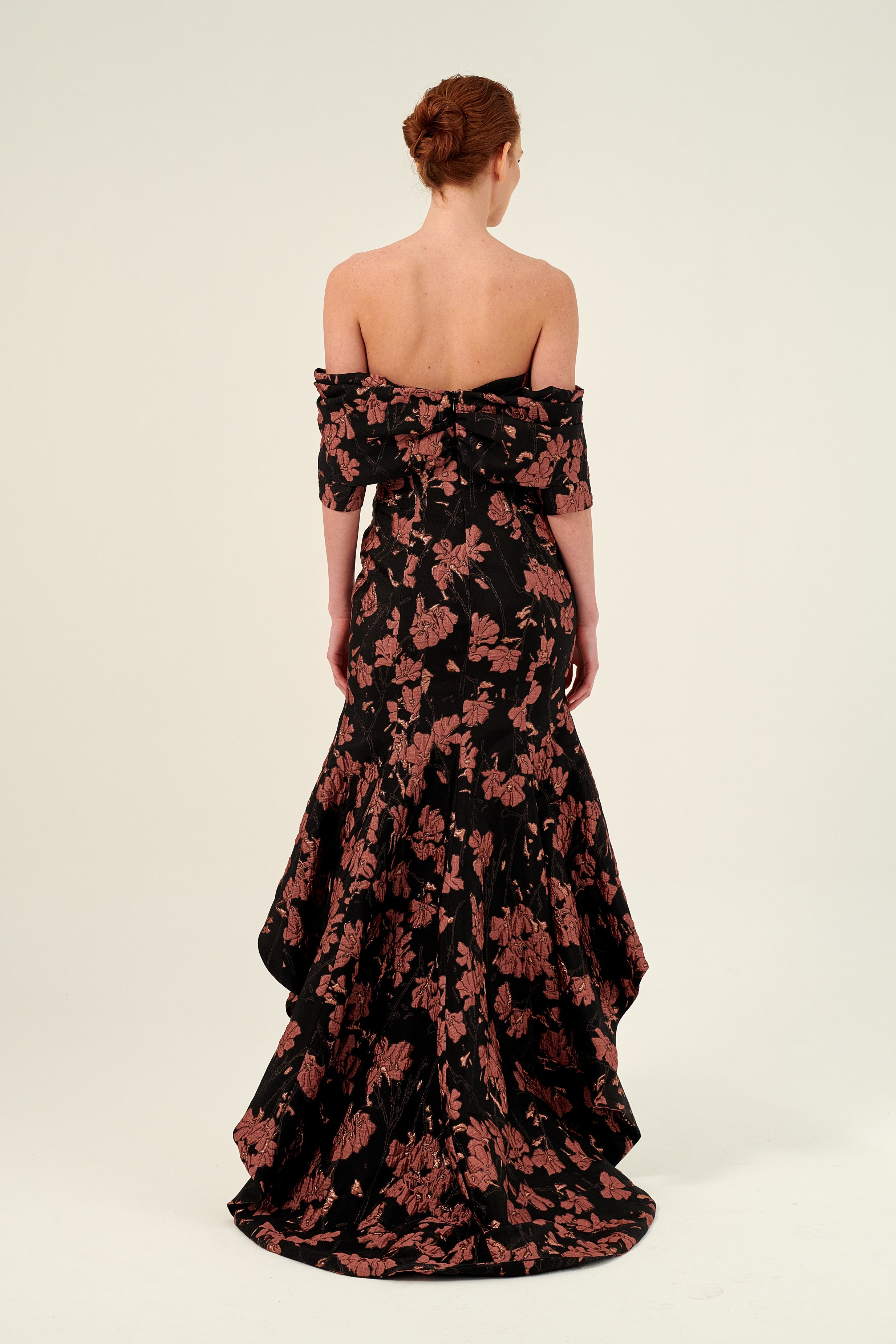 Off-The-Shoulder Asymmetric Floral Jacquard Dress John Paul Ataker Off-The-Shoulder Asymmetric Floral Jacquard Dress John Paul Ataker