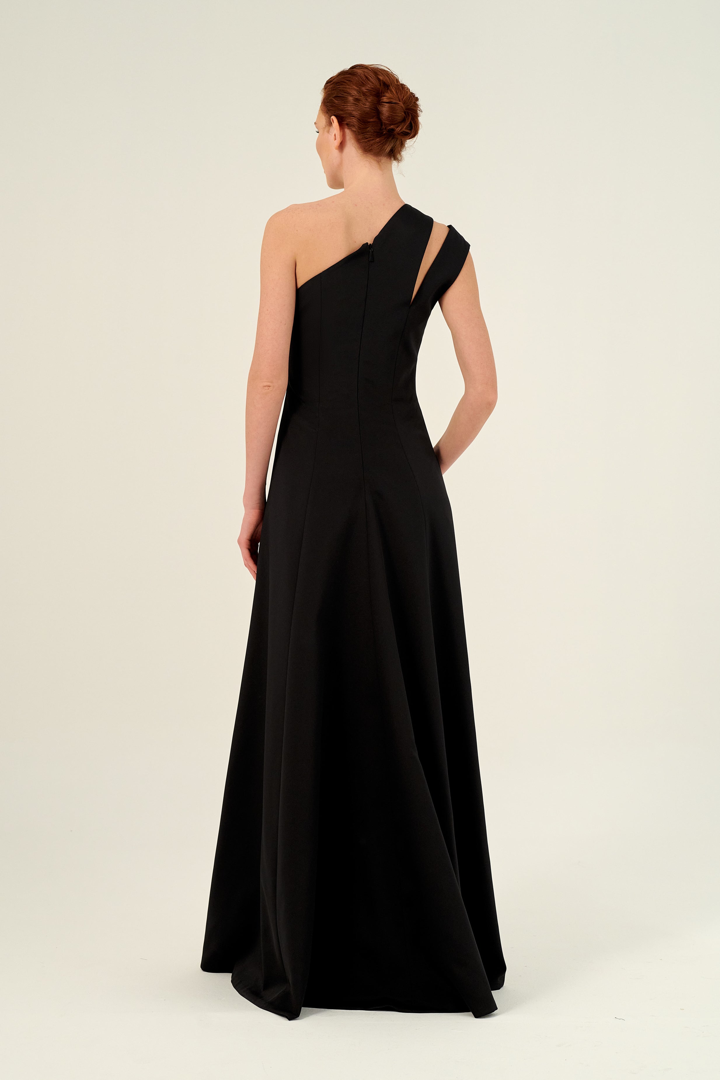 One-Shoulder Cut-Out Detail Soft Woven Maxi Dress