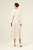 Long Puffy Cuffs Sleeve Midi Length Dress