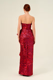 Draped Bodice Ruffled Printed Jacquard Long Gown