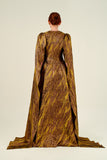 Crew Neckline With Removable Cape Sleeves Detail Long Jacquard Dress