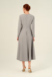 Long Sleeves Triple Bow Details A-Line Midi Length Dress