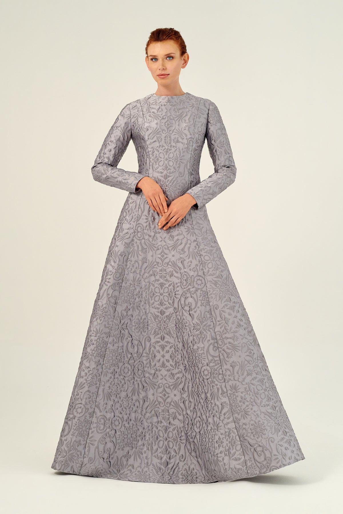High Neck Long Sleeves Fit and Flare Ball Gown High Neck Long Sleeves Fit and Flare Ball Gown