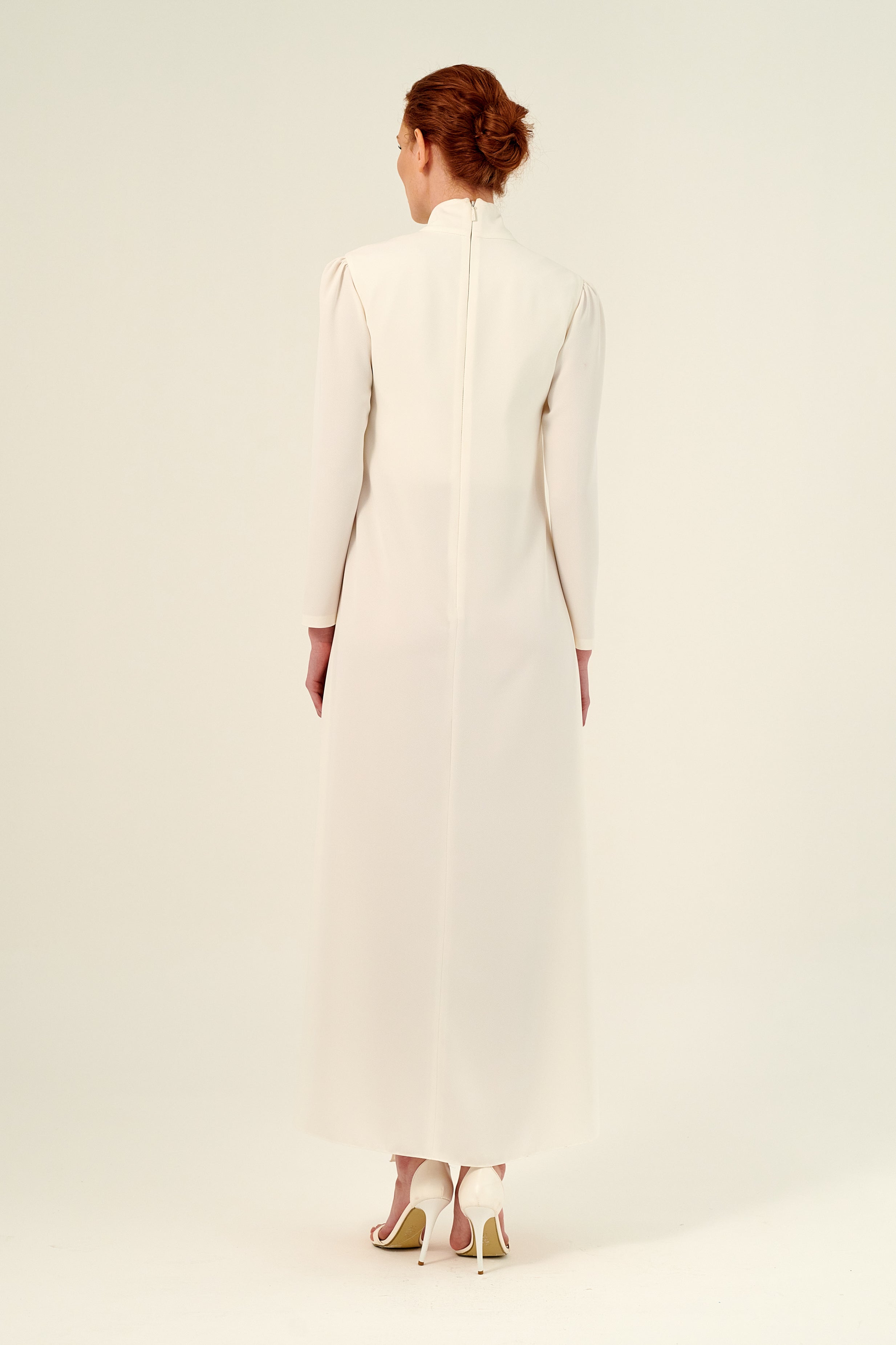 High Neck Long Sleeve Self-Front Tie Maxi Dress John Paul Ataker High Neck Long Sleeve Self-Front Tie Maxi Dress John Paul Ataker