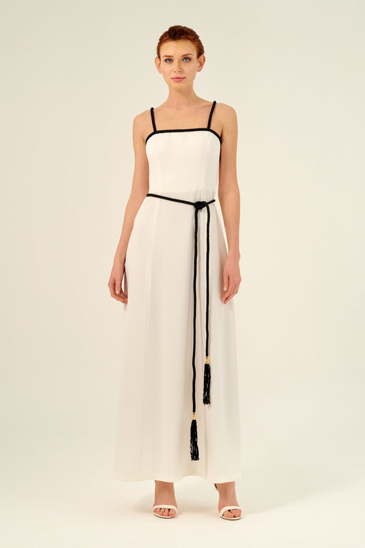 Braided Straps and Belt Detail Long Dress
