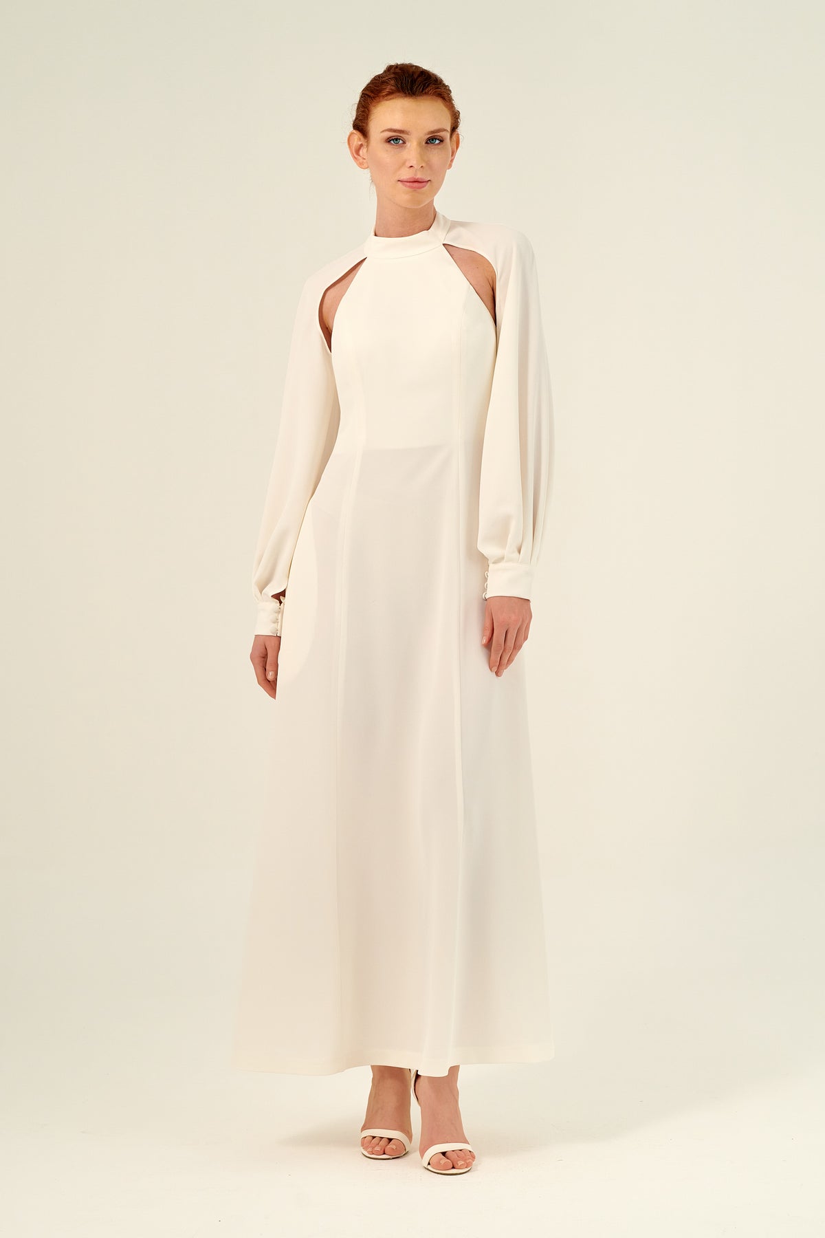 Long Sleeves High Neckline Cut-Out Details Maxi Dress Black Long Sleeves High Neckline Cut-Out Details Maxi Dress Black