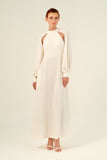 Long Sleeves High Neckline Cut-Out Details Maxi Dress