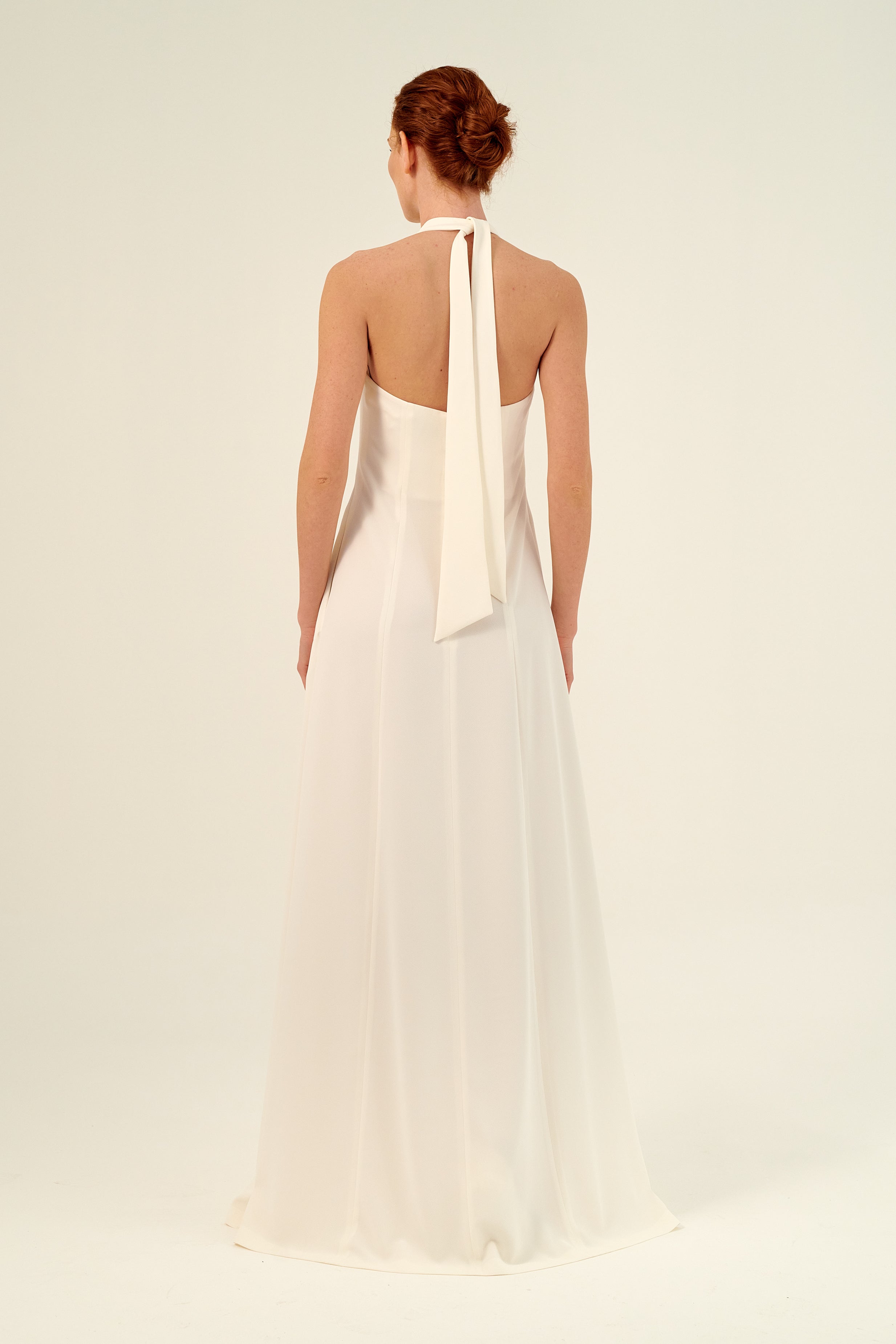 Halter Neckline Pockets Detail Fit and Flare Long Dress Light Blue Halter Neckline Pockets Detail Fit and Flare Long Dress Light Blue
