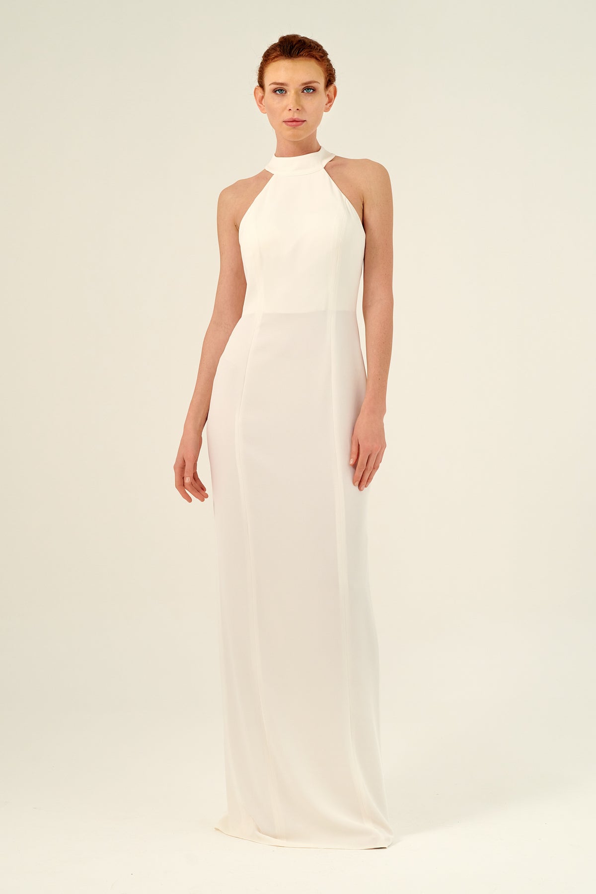 Column Silhouette Halter Neckline Evening Dress