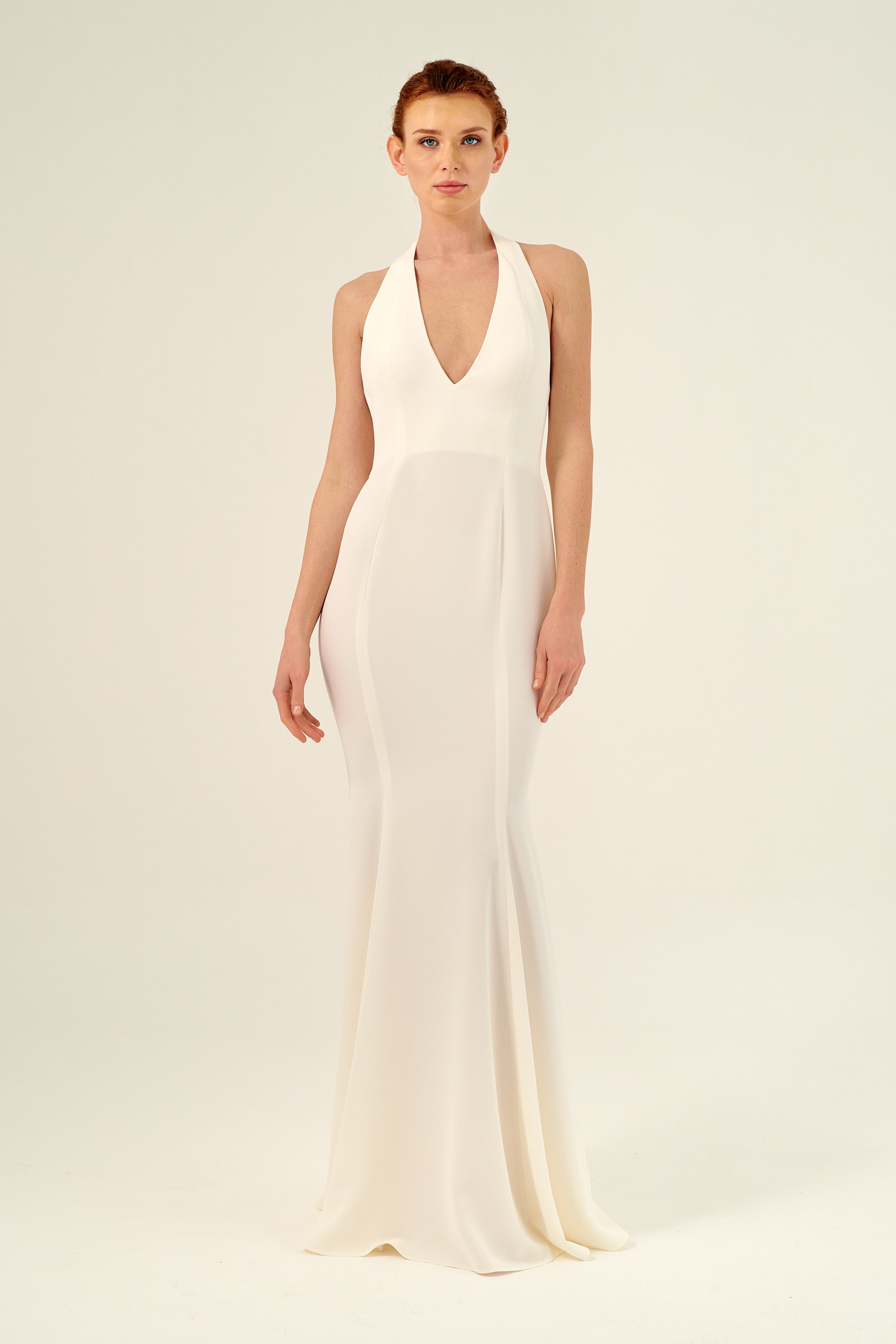 Plunging Neckline Floor-Length Fitted Dress