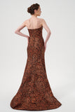Sweetheart Coral Printed High Low Mermaid Style Jacquard Dress