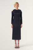 Cut Out Shoulder Detail Maxi-Length Pencil Dress
