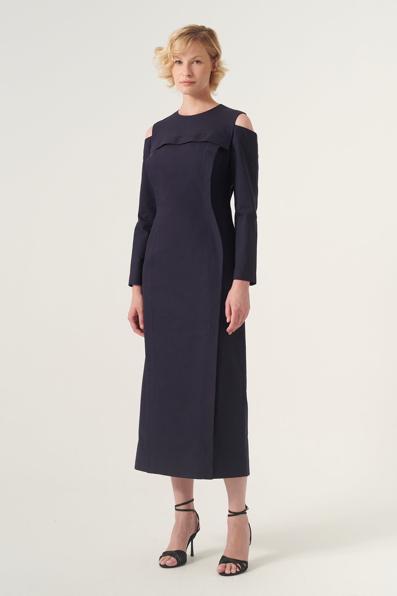 black pencil maxi dress Notchy Pencil Front Slit Shapewear Dress - Black