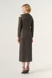 Cut Out Shoulder Detail Maxi-Length Pencil Dress