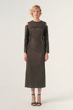 Cut Out Shoulder Detail Maxi-Length Pencil Dress