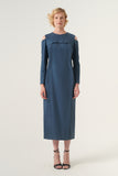 Cut Out Shoulder Detail Maxi-Length Pencil Dress
