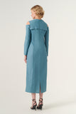 Cut Out Shoulder Detail Maxi-Length Pencil Dress