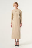 Cut Out Shoulder Detail Maxi-Length Pencil Dress