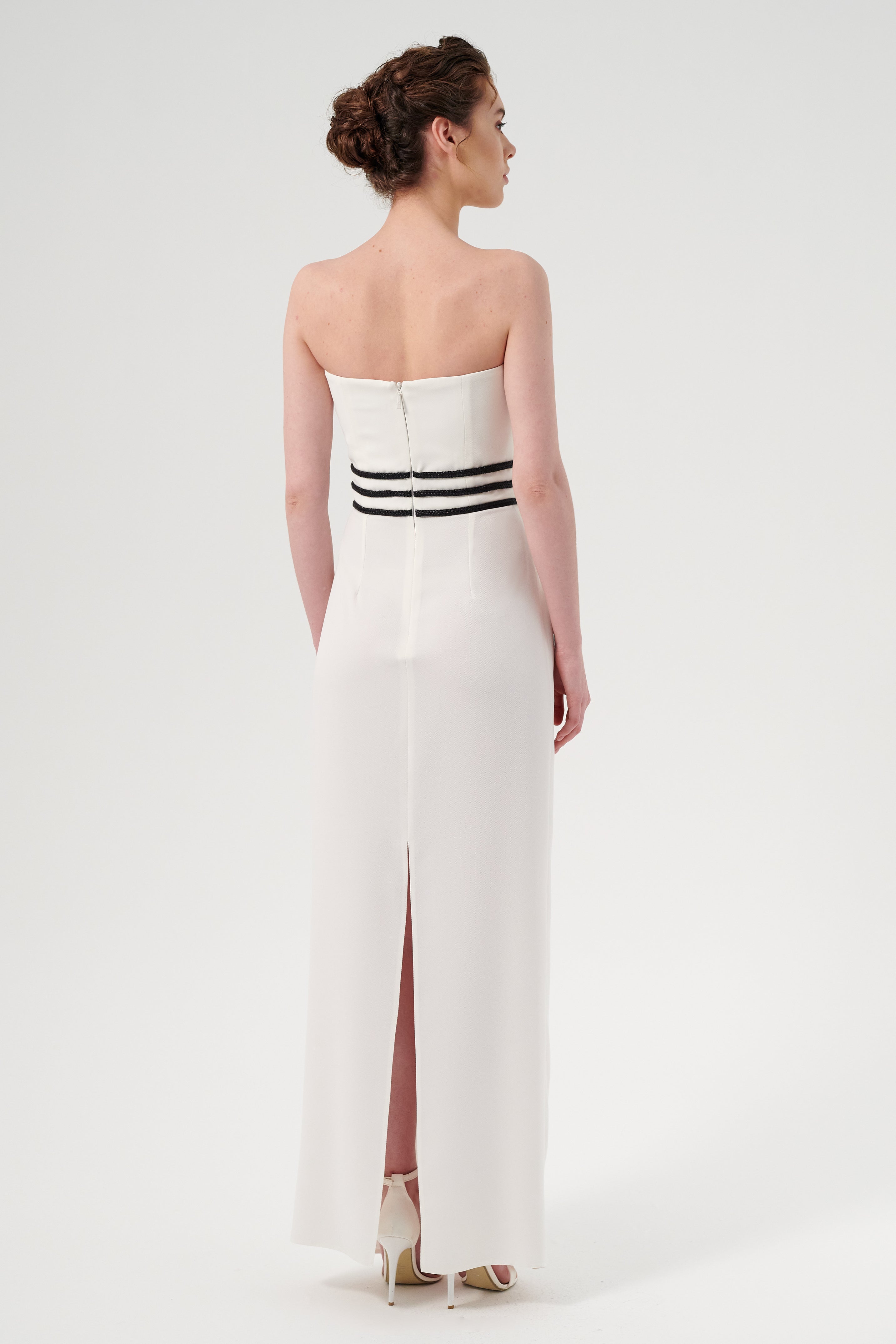 Strapless Neck Pleated Waist Detail Fit And Flare Long Dress John Paul Ataker Strapless Neck Pleated Waist Detail Fit And Flare Long Dress John Paul Ataker