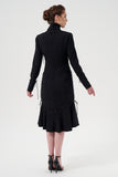 Functional Below-The-Knee Dress With Removable Sleeves, Collar, Cuffs, And Ruffled Hem