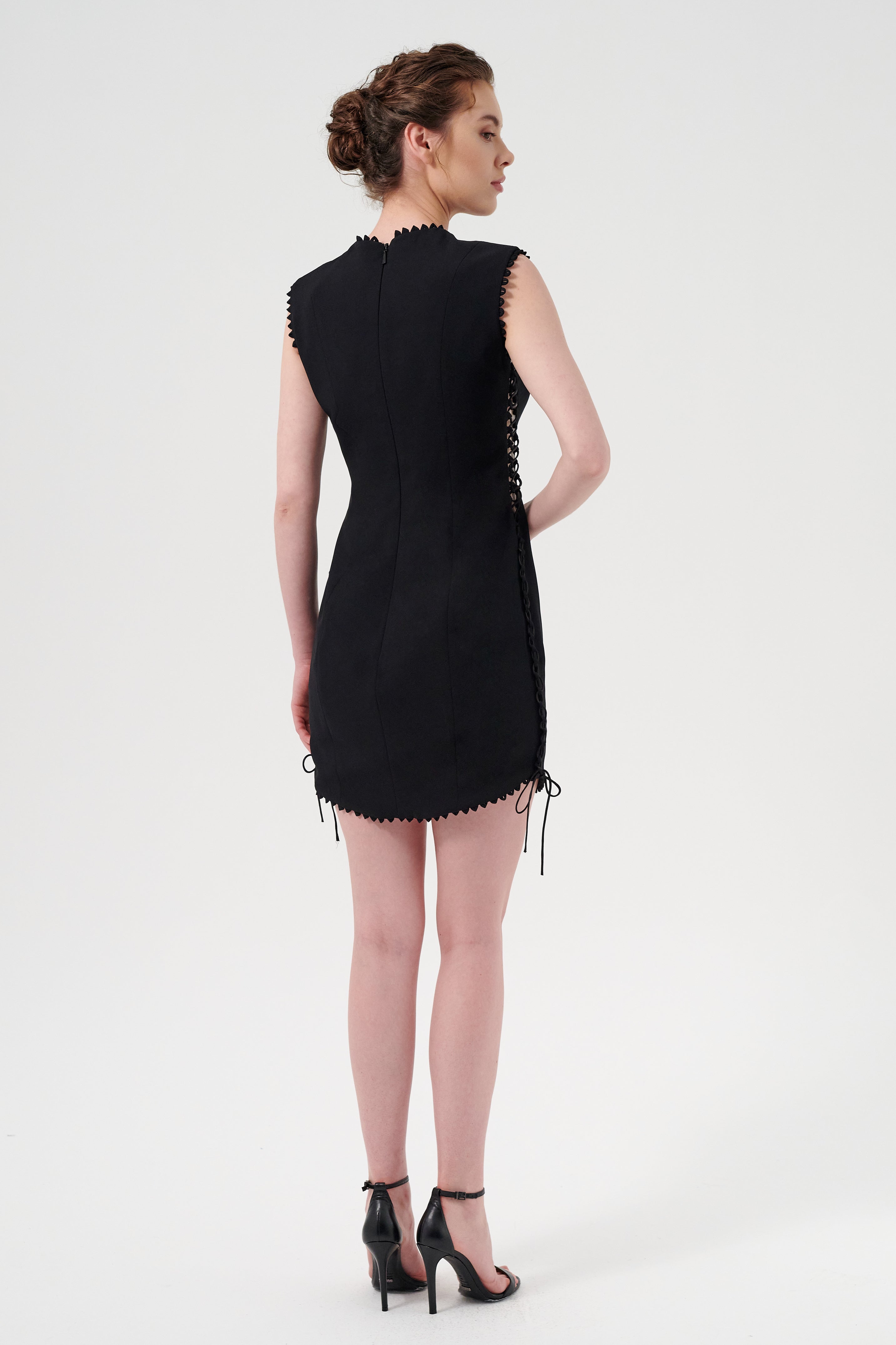 below the knee black dress with sleeves Below knee pencil open back Black evening dress