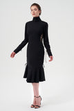 Functional Below-The-Knee Dress With Removable Sleeves, Collar, Cuffs, And Ruffled Hem