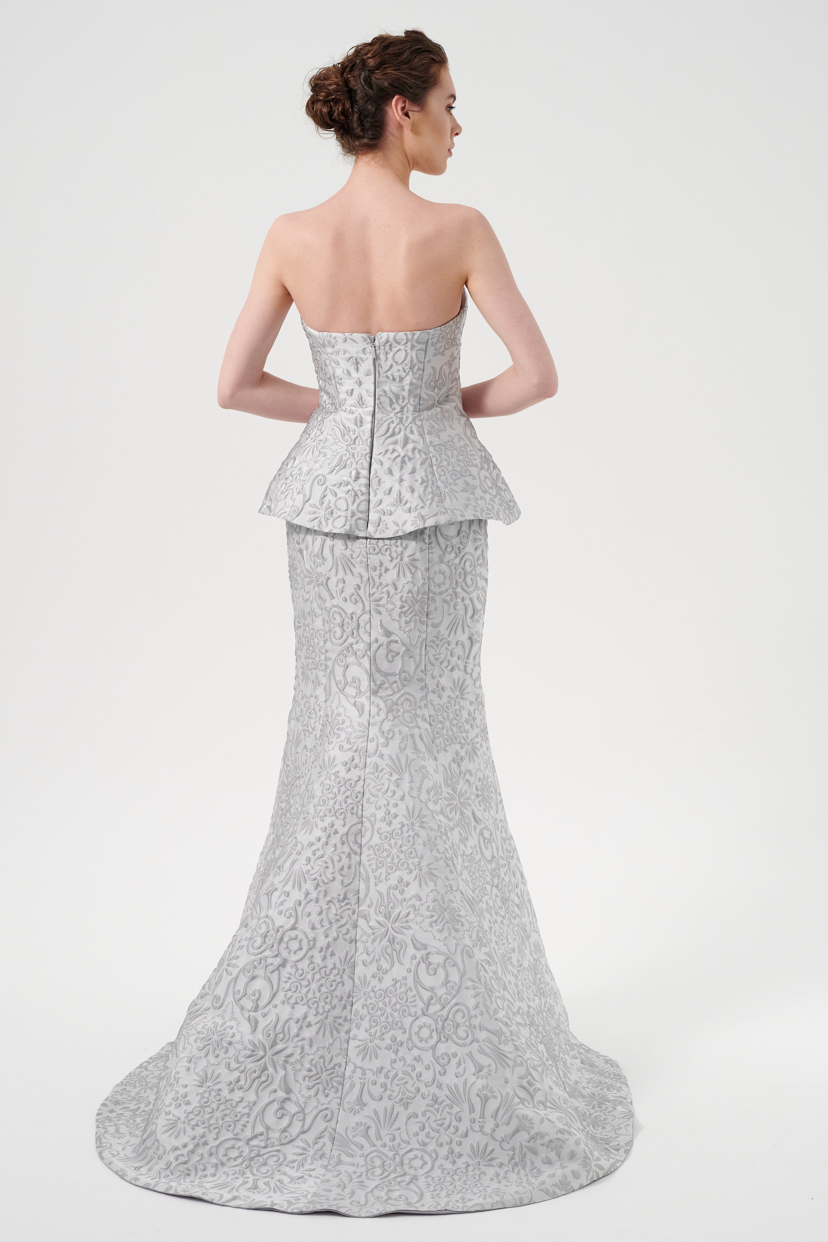 silver peplum dress Silver Tapered Back Peplum Dress