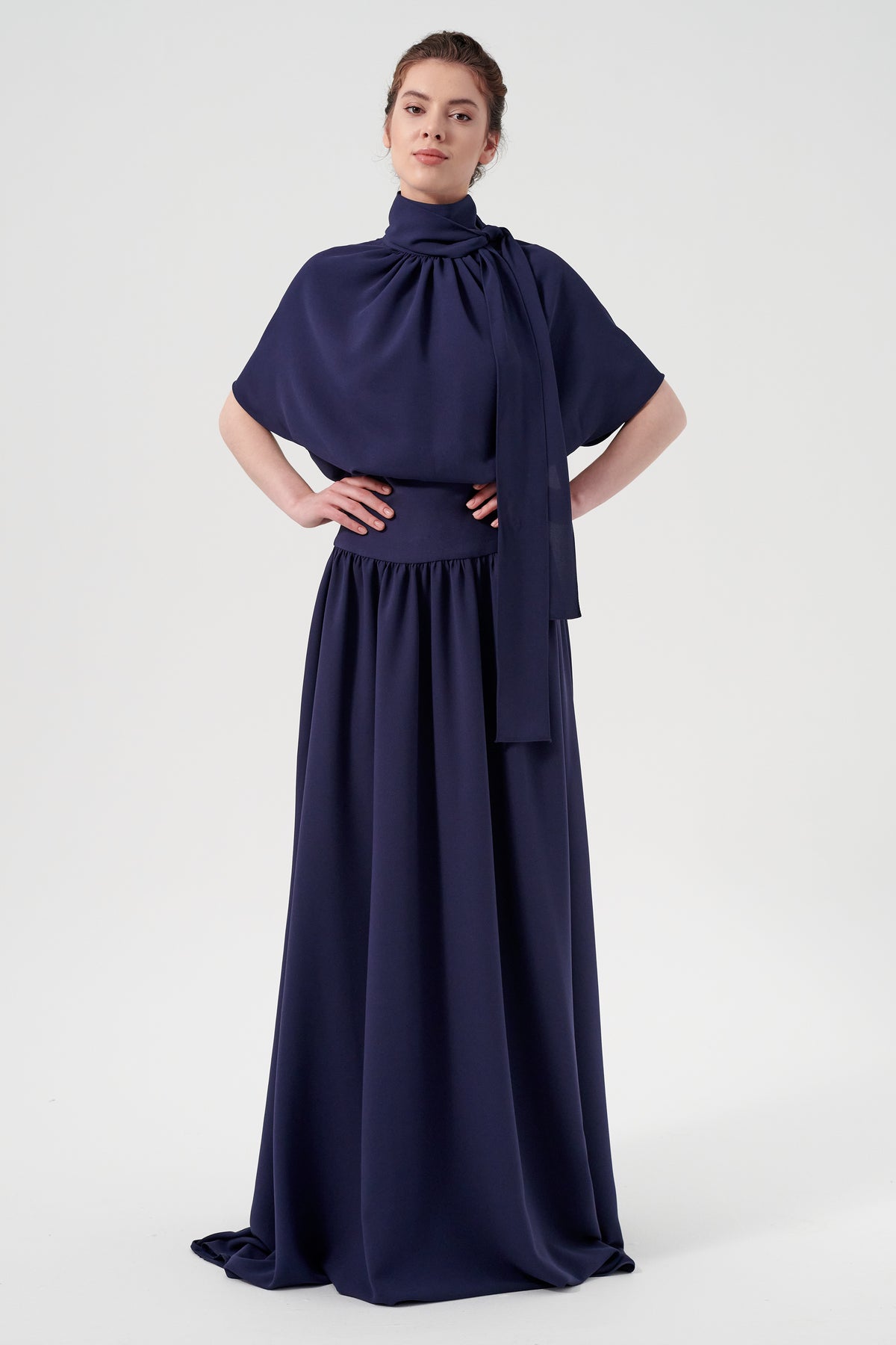 High Turtle Detail Neck Short Sleeve Loose Fit Long Dress John Paul Ataker High Turtle Detail Neck Short Sleeve Loose Fit Long Dress John Paul Ataker