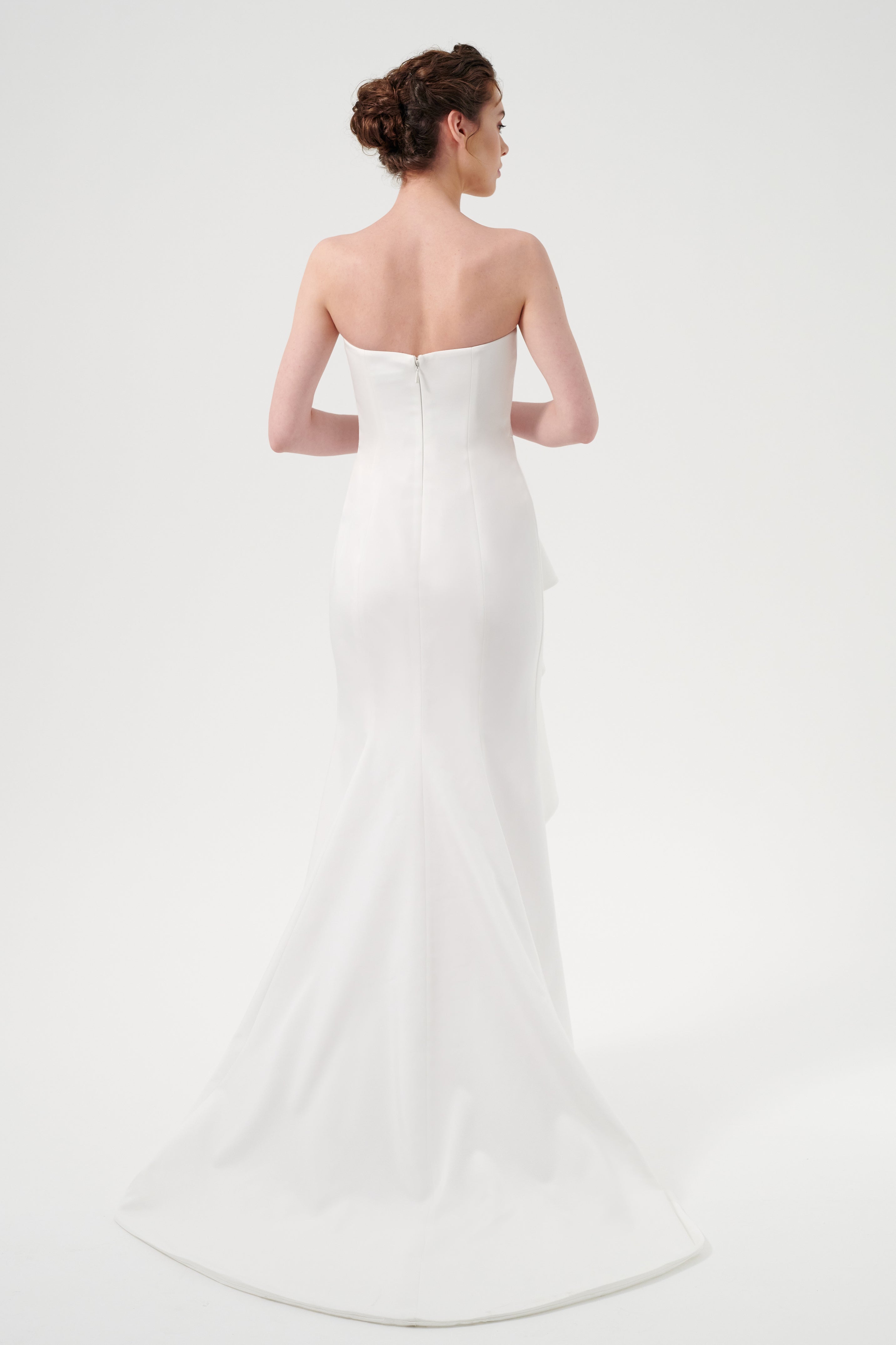 The Strapless, Fluid Asymmetric Peplum Bodice, Fit And Flare Long Dres John Paul Ataker The Strapless, Fluid Asymmetric Peplum Bodice, Fit And Flare Long Dres John Paul Ataker