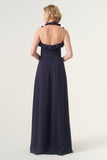 Jewel neckline sleeveless long gown
