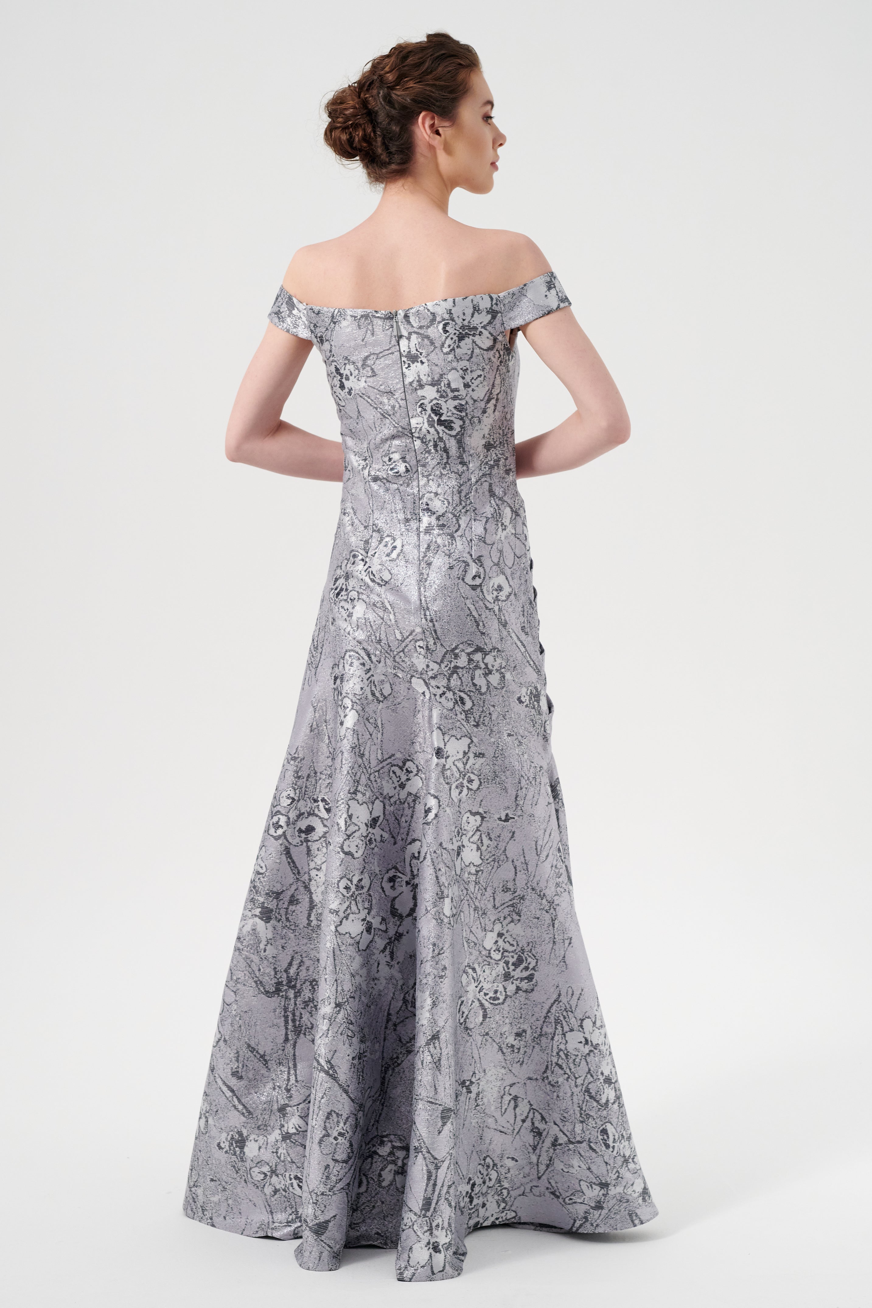 Off-The-Shoulder Neckline And An Asymmetrical Pleated Hip Detail Long John Paul Ataker Off-The-Shoulder Neckline And An Asymmetrical Pleated Hip Detail Long John Paul Ataker
