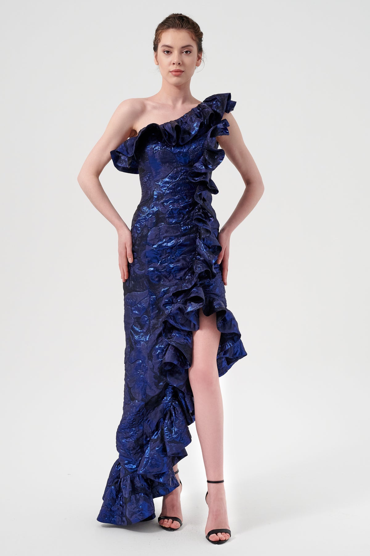 One Shoulder Neckline Frilly Asymmetric Hem And Neckline Detail Floral – John Paul Ataker