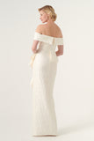 The peplum and frills detail textured jacquard column silhouette dress