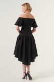 High/Low Faille Off the Shoulder short dress