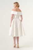 JACQUARD OFF THE SHOULDER RETRO EVENING DRESS