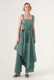 Overskirt Jumpsuit attached belt Wide leg pants Invisible side zipper and hook