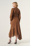 Turtleneck Asymmetric Hem Detail Long Sleeve Dress