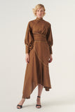 Turtleneck Asymmetric Hem Detail Long Sleeve Dress