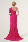 Asymmetrical drape, one-shoulder long evening gown