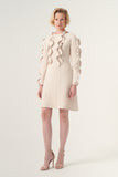 Long sleeve crew neck mini dress with ruffle detail