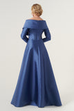 Portrait collar long-sleeve floor-length ball gown