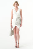 Flower patterned jacquard and taffeta Short Dress