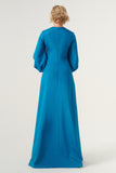 Floor-length A-line bishop sleeves detail long dress