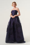 Strapless A-line floor-length jacquard gown