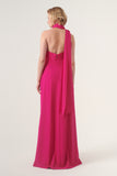 High neck column long elegant dress