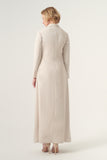 The jacket silhouette long sleeve column faille dress